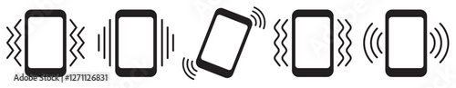 Smartphone Vibrating icon collection. Phone vibration vibrate mode sign. Telephone Icon. Ringtone symbols. Vector illustration