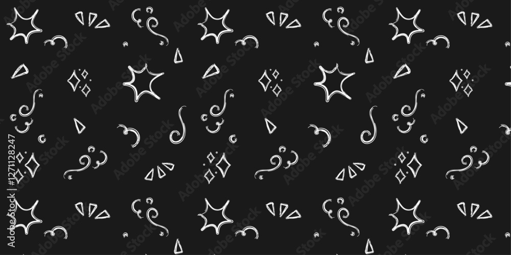 Simple Seamless Doodle Pattern, Black Background, Hand Drawing, White, Scribble symbols, Anime, Monochrome Minimalistic Retro Background, Simple Flat Artwork, Vector Simple Seamless Doodle Pattern, Black Background, Hand Drawing, White, Scribble symbols, Anime, Monochrome Minimalistic Retro Background, Simple Flat Artwork, Vector