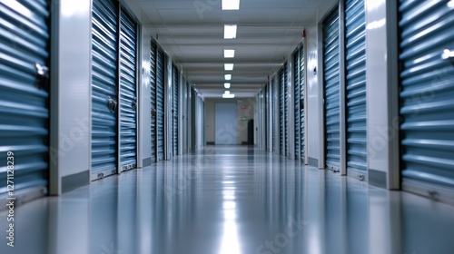 Empty Corridor of Modern Storage Units - A Stunning Architectural Perspective