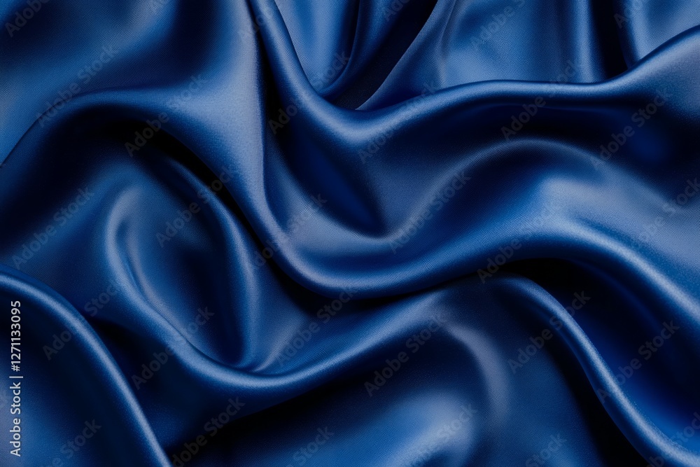 Luxurious blue silk fabric with flowing waves. AI generated Luxurious blue silk fabric with flowing waves. AI generated