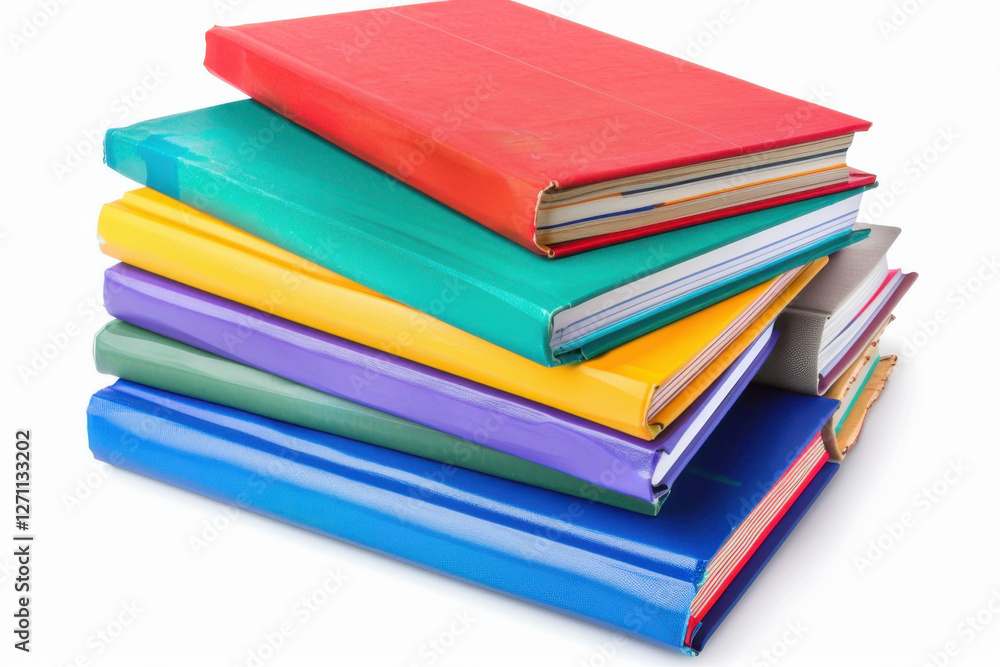 A stack of colorful hardcover books arranged in a neat pile, perfect for education, learning, and reading concepts. A stack of colorful hardcover books arranged in a neat pile, perfect for education, learning, and reading concepts.
