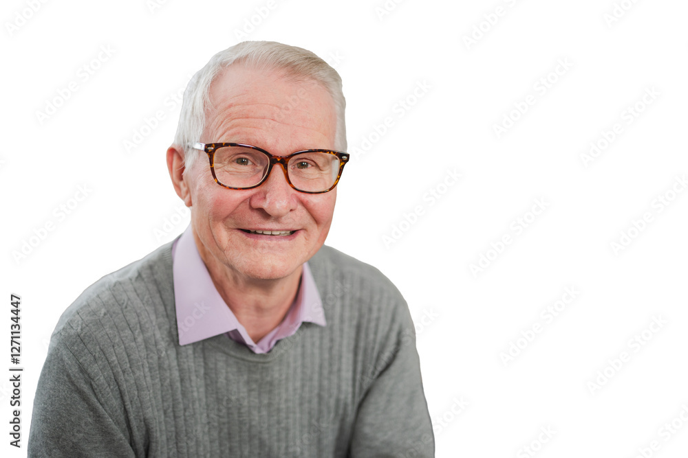 Confident stylish European middle aged senior man isolated on white background. Older mature man smiling. Happy attractive senior grandfather looking camera close up headshot portrait. Happy people Confident stylish European middle aged senior man isolated on white background. Older mature man smiling. Happy attractive senior grandfather looking camera close up headshot portrait. Happy people