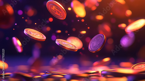 animation of coins and money on casino table