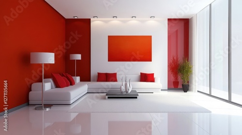 Modern Living Room with Bold Color Accents