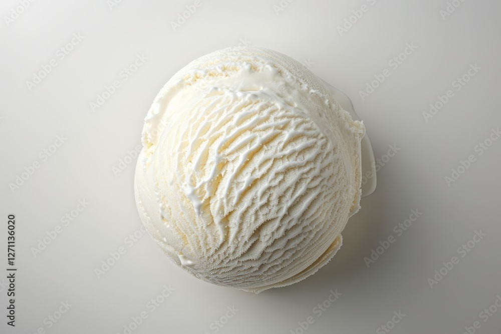 Fototapeta premium Vanilla ice cream scoop on white background. AI generated