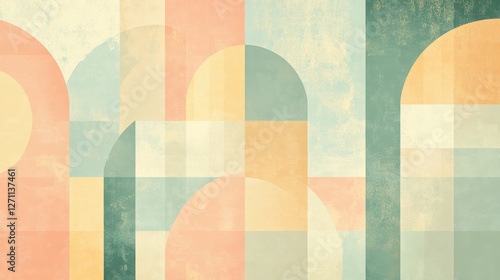 Abstract Geometric Pastel Color Block Design