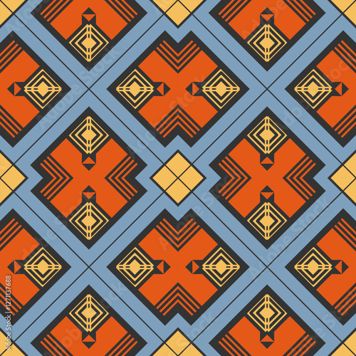 Seamless pattern with diagonal ethnic ornament. Vector illustration
