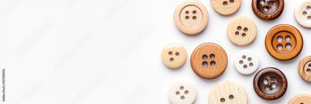 Wooden Buttons Minimalist Arrangement - Simple, elegant, craft, rustic, natural; symbolizing handmade, texture, detail, warmth, and simplicity Wooden Buttons Minimalist Arrangement - Simple, elegant, craft, rustic, natural; symbolizing handmade, texture, detail, warmth, and simplicity