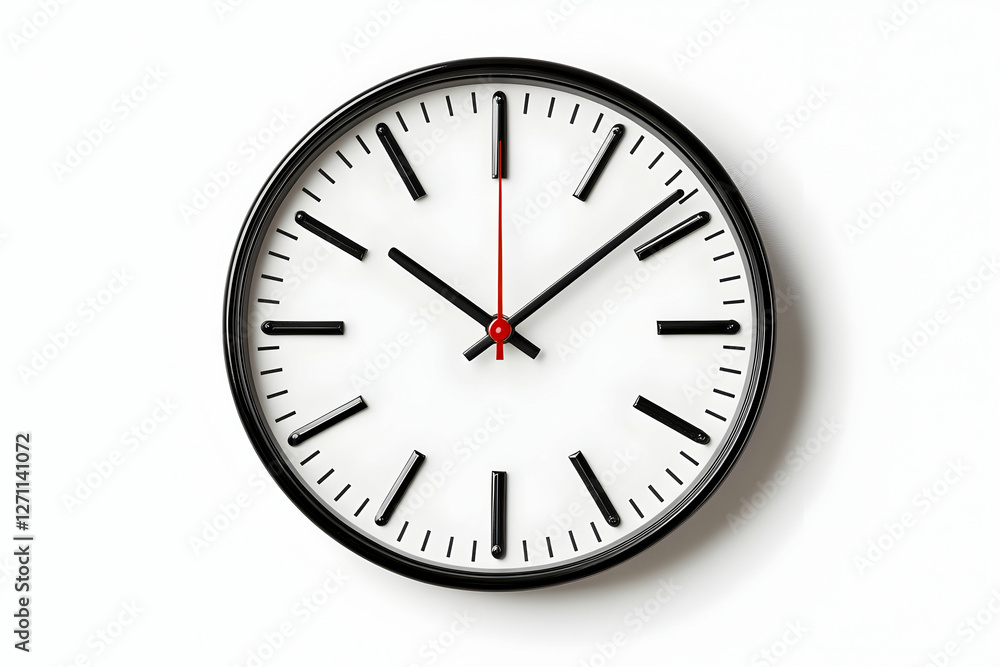 Wall Clock at Ten Past Ten isolated on white. Time management or office concept Wall Clock at Ten Past Ten isolated on white. Time management or office concept