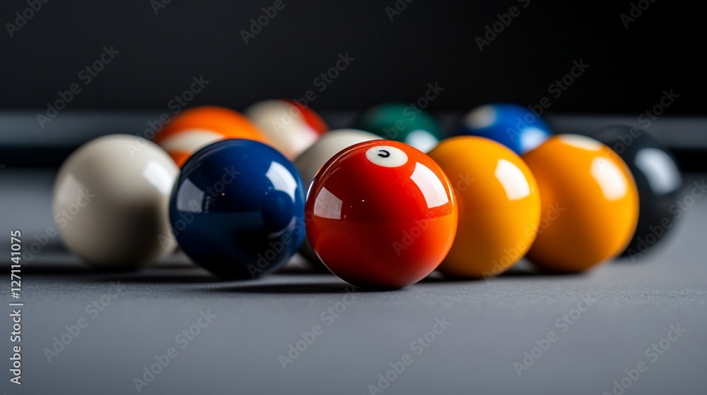 Close-up of Colorful Billiard Balls on a Pool Table Close-up of Colorful Billiard Balls on a Pool Table