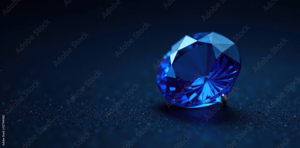 Deep blue sapphire gemstone on dark background, dark background, noble metal, elegant Deep blue sapphire gemstone on dark background, dark background, noble metal, elegant