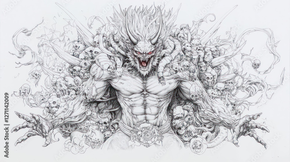 Obraz premium Powerful White Mythical Creature Illustration