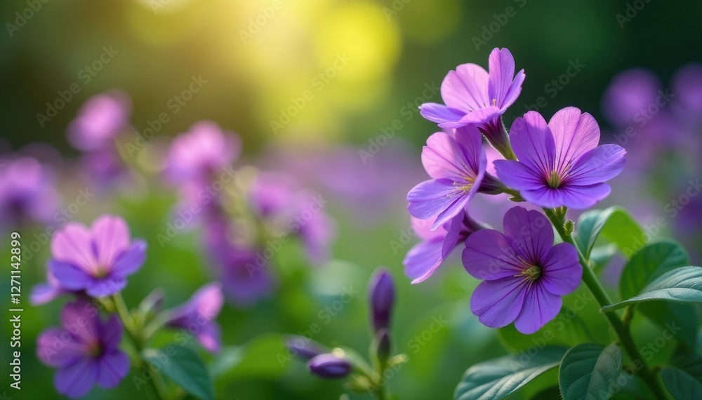 Purple violet flowers swaying in the garden breeze, foliage, flowers, purple Purple violet flowers swaying in the garden breeze, foliage, flowers, purple
