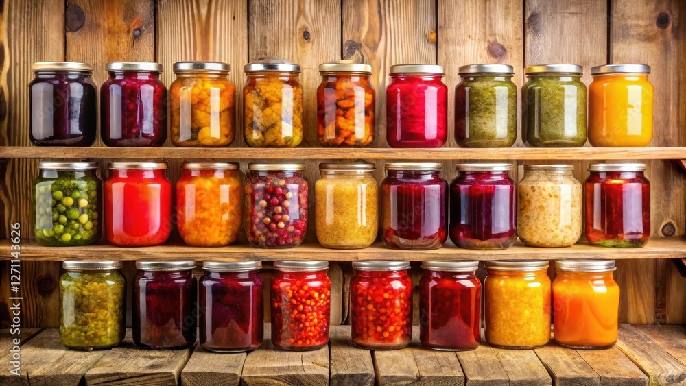 jar-filled-shelf-with-colorful-preserves-and-jams, wooden-shelf, garnets, wooden-shelf,garnets,orange jar-filled-shelf-with-colorful-preserves-and-jams, wooden-shelf, garnets, wooden-shelf,garnets,orange