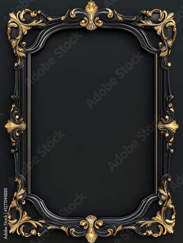 Ornate black and gold baroque style picture frame