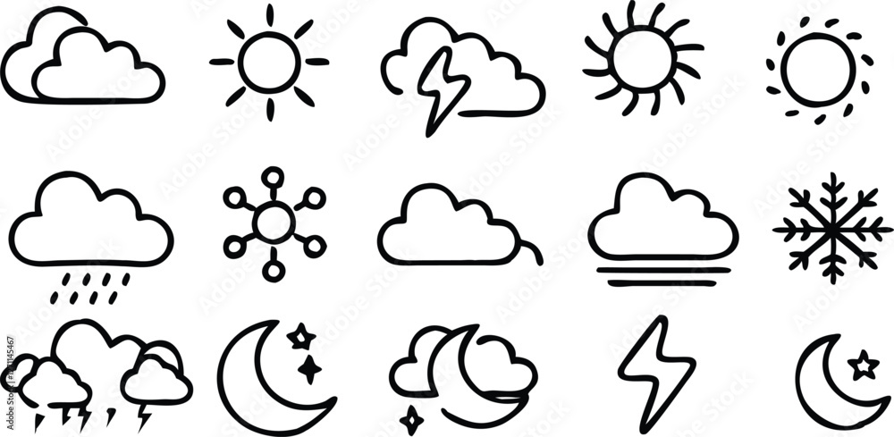 Obraz premium Weather icons set. Vector