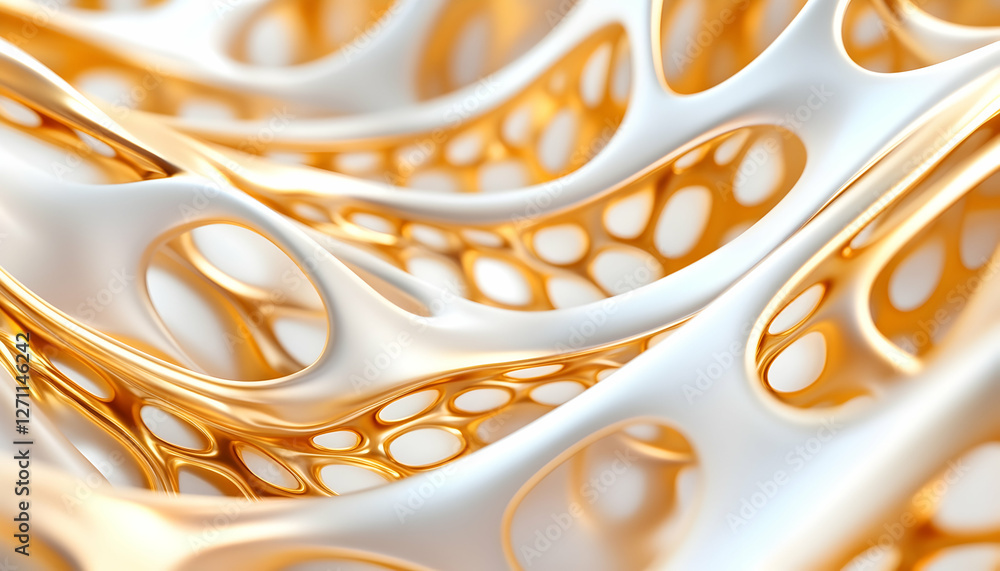 Obraz premium Abstract golden structure with a white surface. Elegant background material