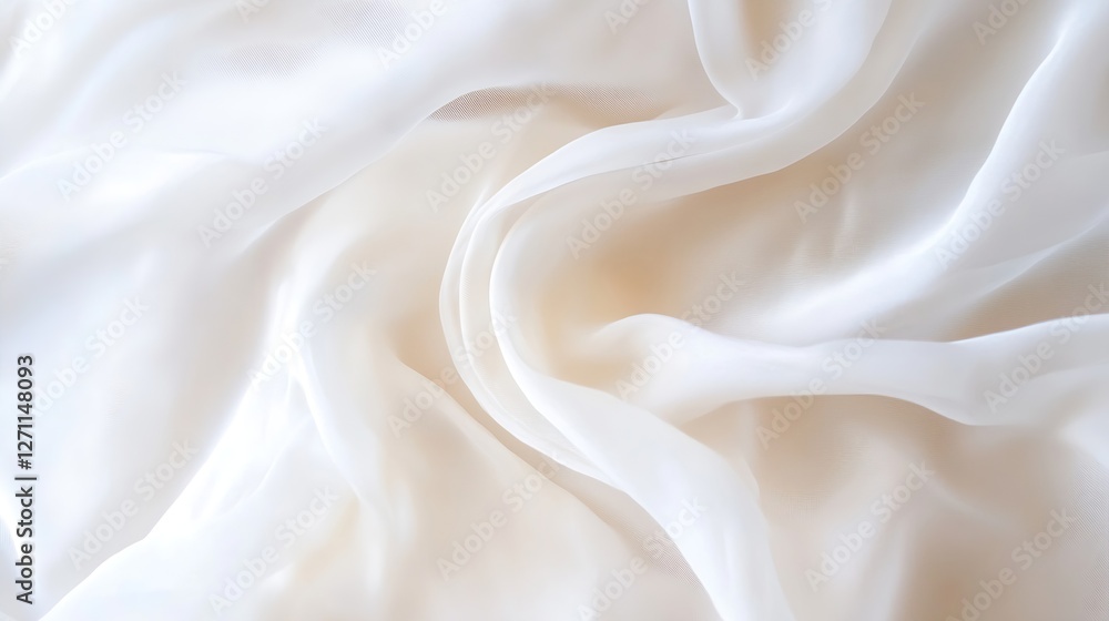 Fototapeta premium Soft and delicate white fabric elegantly cascading over a smooth surface creating a serene visual effect : Generative AI