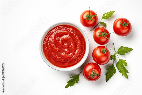 Wallpaper Mural Top view of isolated fresh tomatoes and paste on white background Torontodigital.ca