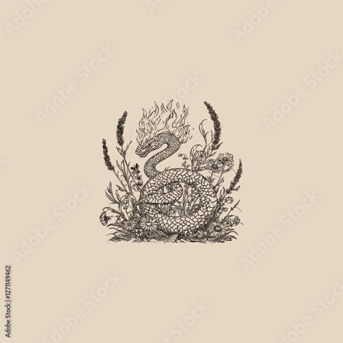 Mythical Snake design vector template illustration