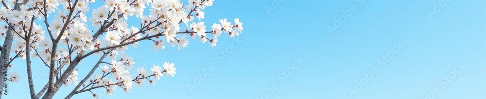 White aspen tree against a clear blue sky with blossoms, natural background, clear sky, poplar aspen White aspen tree against a clear blue sky with blossoms, natural background, clear sky, poplar aspen