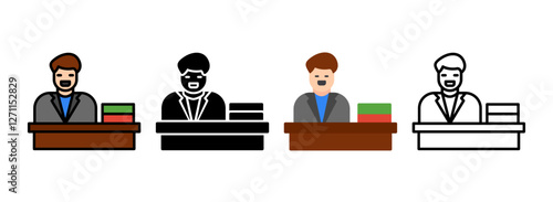 Set of Principal Line, Line Filled, Glyph, Flat Icons