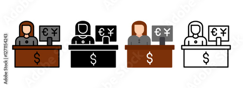 Set of Stockbroker Line, Line Filled, Glyph, Flat Icons