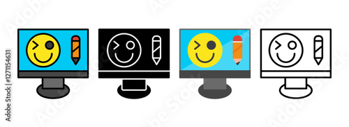 Set of Animator Line, Line Filled, Glyph, Flat Icons