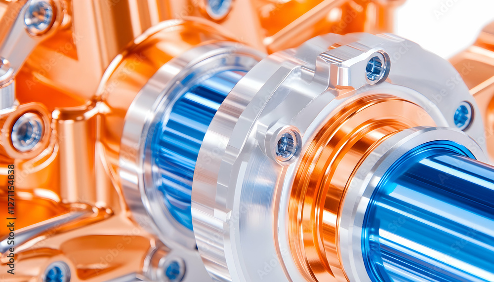 Fototapeta premium Close-up Shiny metallic construction, detail background, for engineering presentations