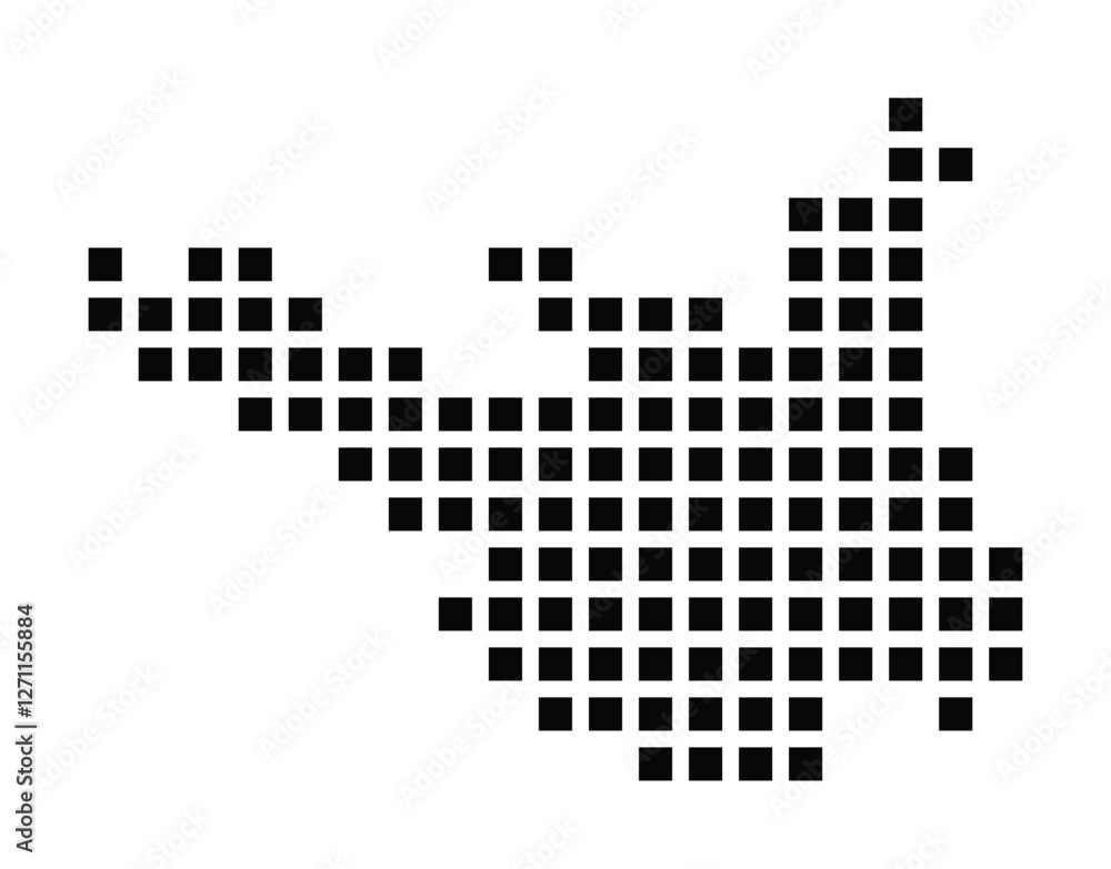 Symbol Map of the City Pazardzhik (Bulgaria) showing the city with a pattern of just a few black squares Symbol Map of the City Pazardzhik (Bulgaria) showing the city with a pattern of just a few black squares