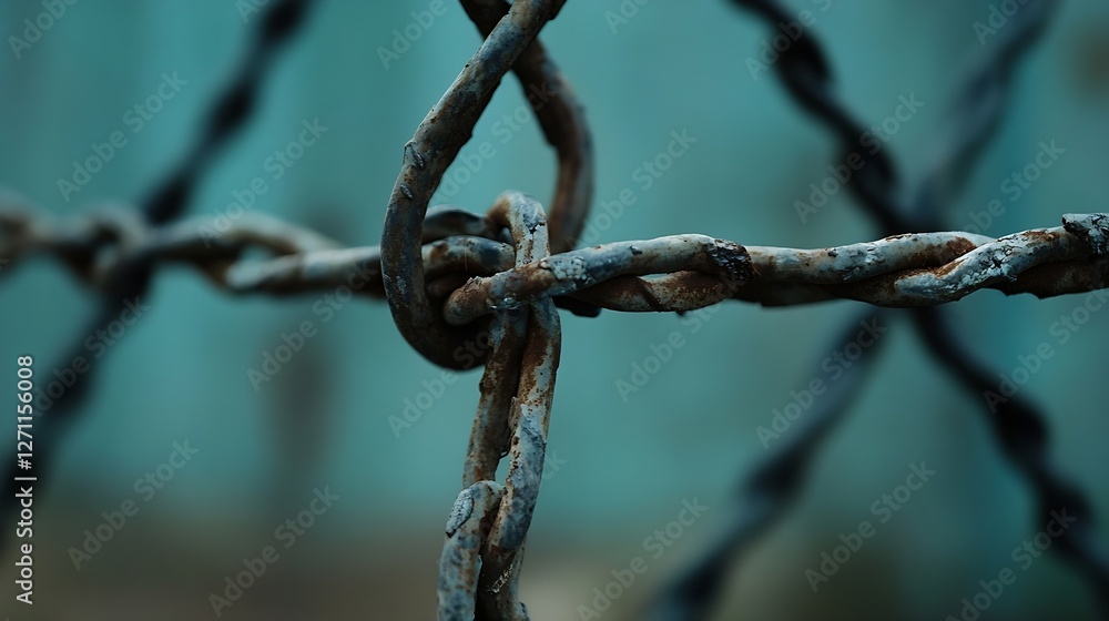 Detailed view of rusted chain link fence showcasing texture and wear revealing the passage of time and neglect : Generative AI Detailed view of rusted chain link fence showcasing texture and wear revealing the passage of time and neglect : Generative AI