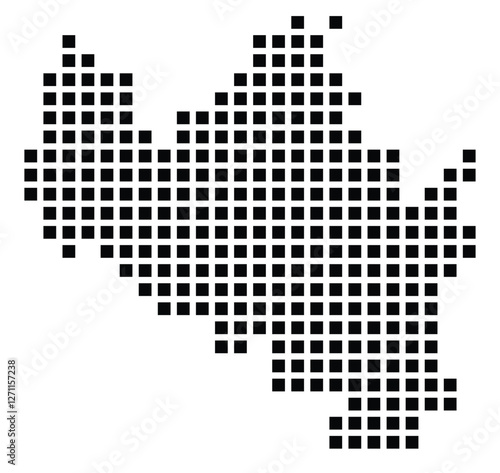 Symbol Map of the City Brno (Czechia) showing the city with a pattern of just a few black squares