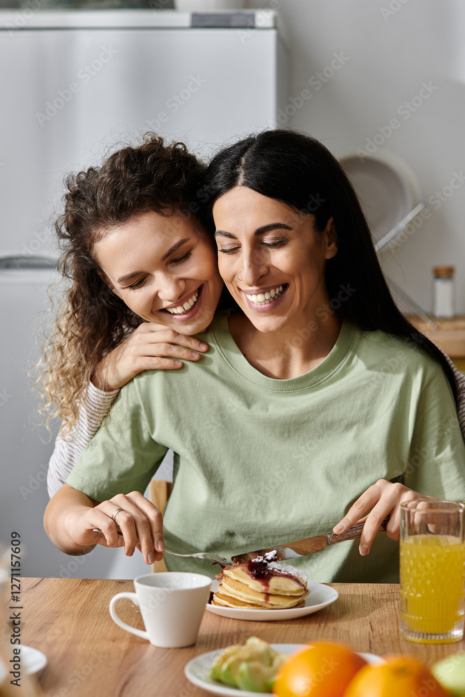 Loving couple enjoys a cozy breakfast together in their modern home Loving couple enjoys a cozy breakfast together in their modern home
