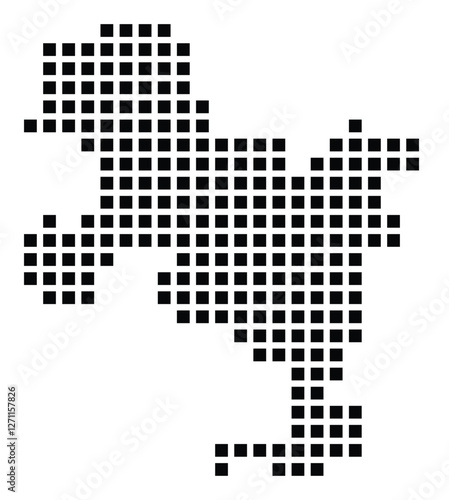 Symbol Map of the City Usti nad Labem (Czechia) showing the city with a pattern of just a few black squares
