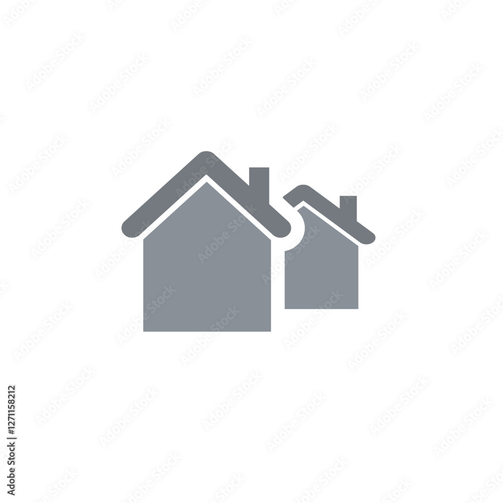 A modern and minimalist vector icon featuring a small house. The house has a simple, cozy design A modern and minimalist vector icon featuring a small house. The house has a simple, cozy design