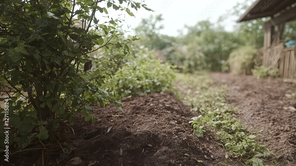 Cultivating Tranquility: A serene garden scene, with carefully tended soil and vibrant greenery, ready for growth under soft natural light. Cultivating Tranquility: A serene garden scene, with carefully tended soil and vibrant greenery, ready for growth under soft natural light.