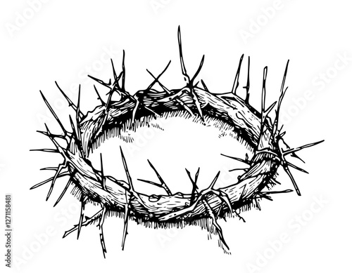 crown of thorns in hand-drawn sketch religious vector