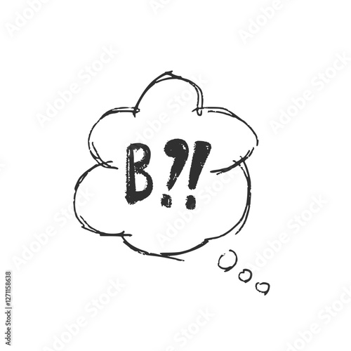 Speech bubble with swear word. Curse crayon doodle thinking comic text. Aggressive swearword isolated on white background. Haters sign. Vector hand drawn illustration