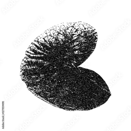 Leaf photocopy element. Collage botanical shape. Vector stippled nature illustration isolated on white background.