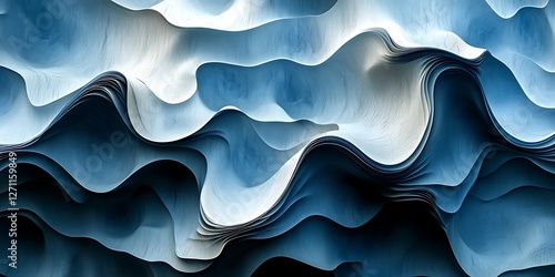 Abstract blue and white wavy textured background photo