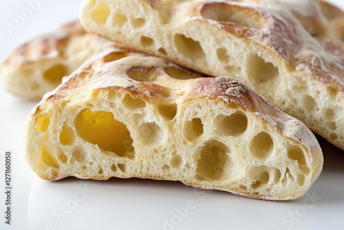 A close-up view of a slice of freshly baked bread on a plate, perfect for food photography or advertisement