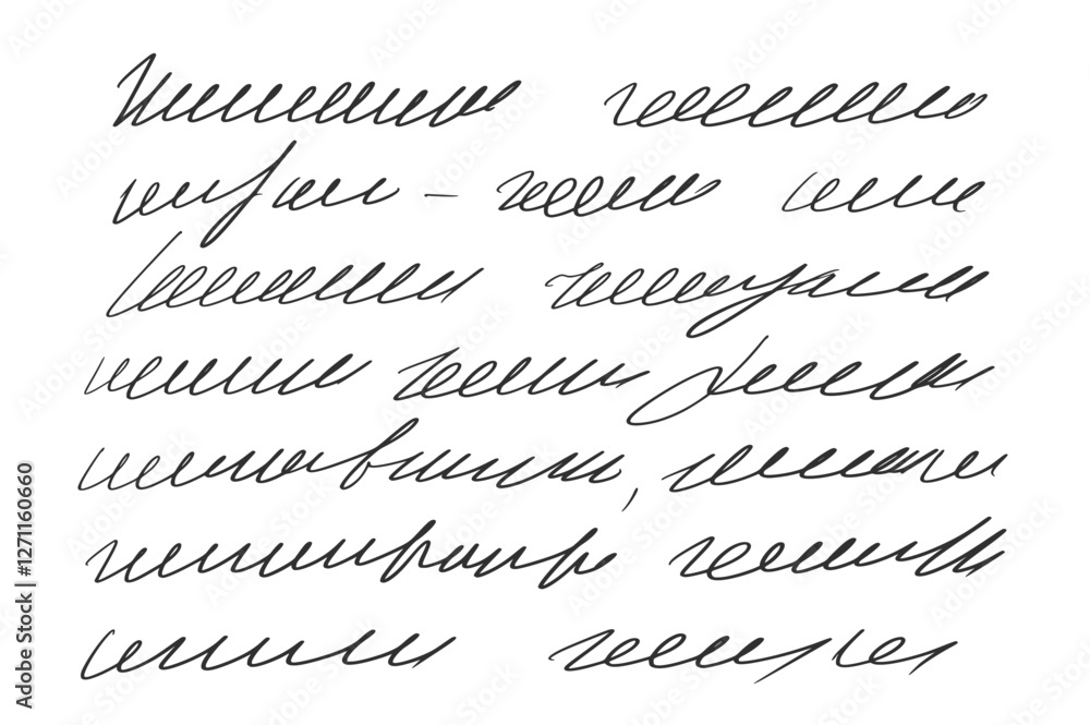 Fototapeta premium Illegible cursive script message. Handwritten scribble letter. Freehand text note. Unreadable doodle write by pen isolated on white background. Vector hand drawn illustration.