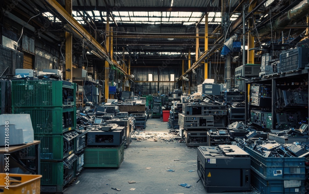 A factory converting used electronics into reusable materials A factory converting used electronics into reusable materials