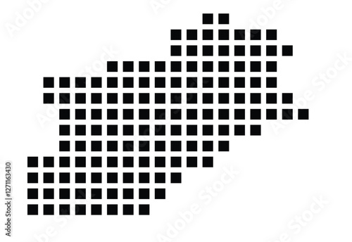 Symbol Map of the City Santander (Spain) showing the city with a pattern of just a few black squares