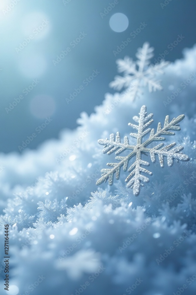 Dainty snowflake details against a glittering silver backdrop, icy, silver Dainty snowflake details against a glittering silver backdrop, icy, silver