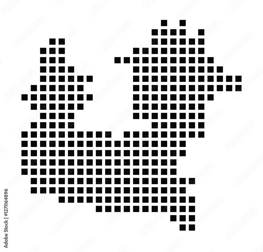 Fototapeta premium Symbol Map of the City Kuopio (Finland) showing the city with a pattern of just a few black squares