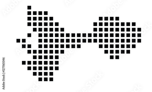 Symbol Map of the City Pori_Bjoerneborg (Finland) showing the city with a pattern of just a few black squares
