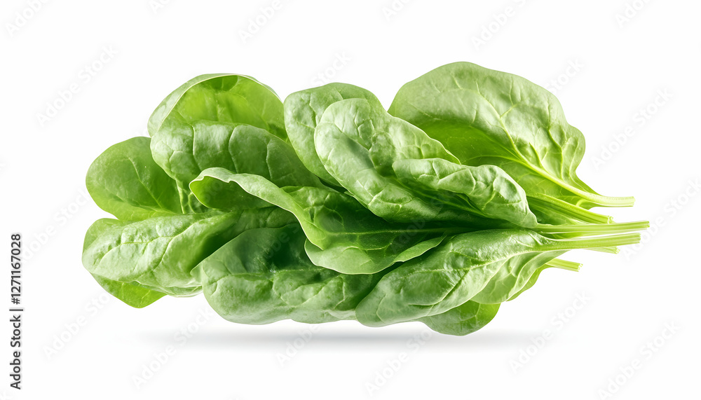 Fresh spinach leaves stacked neatly on a white background. Healthy eating concept Fresh spinach leaves stacked neatly on a white background. Healthy eating concept