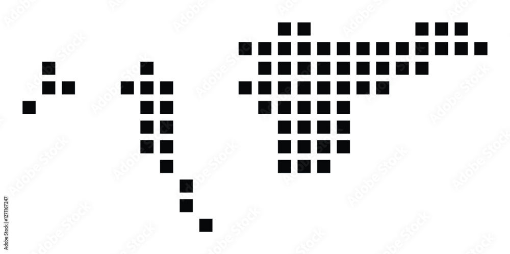 Symbol Map of the City Dunkerque (France) showing the city with a pattern of just a few black squares Symbol Map of the City Dunkerque (France) showing the city with a pattern of just a few black squares