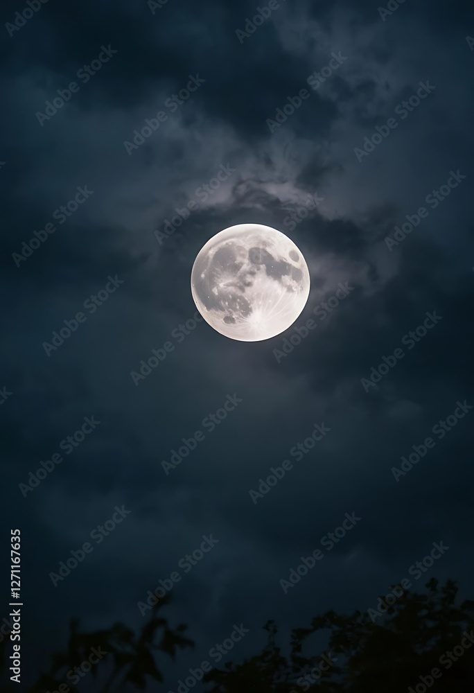 Ethereal Luminescence, A Full Moon Ascends Through the Darkened Clouds Ethereal Luminescence, A Full Moon Ascends Through the Darkened Clouds